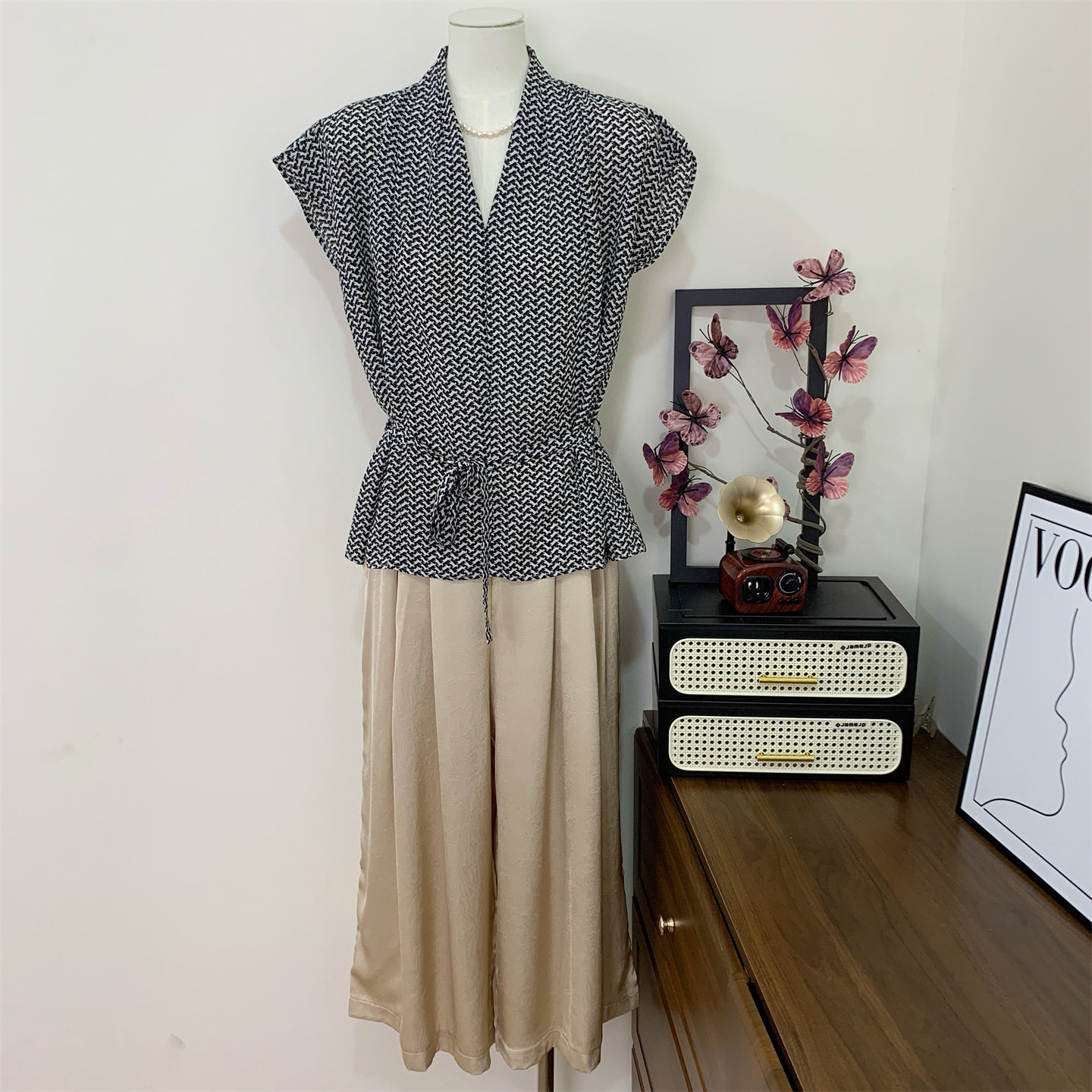 妈妈夏装套装气质减龄雪纺衫2026新款中老年女夏季短袖上衣两件套