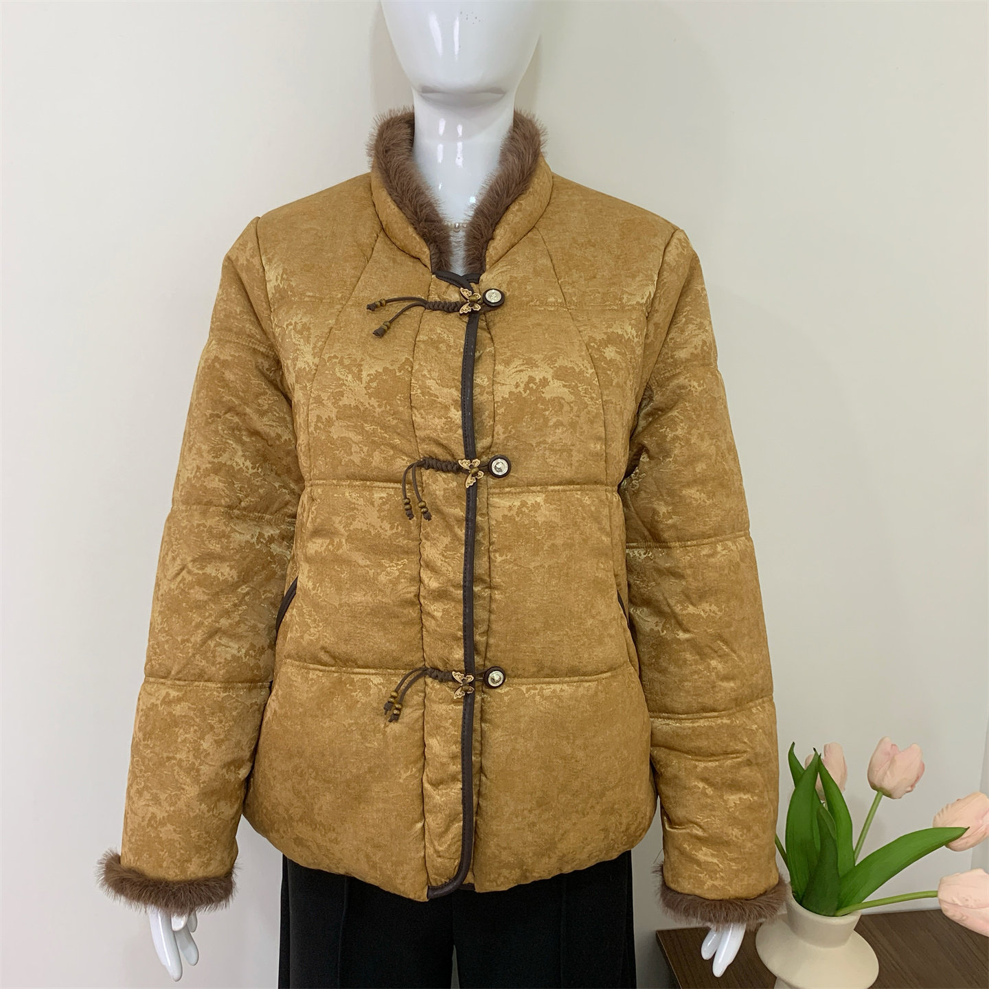 新中式妈妈冬装加绒加厚棉服外套中老年女装棉袄秋冬唐装保暖棉衣