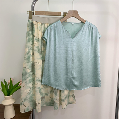 妈妈夏装洋气减龄T恤半身裙套装