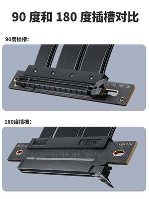 PCIE 4.0显卡延长线PCI-E 5.0转接线90度双反向4090竖装支架黑白