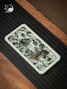 景德镇茶盘老陶泥墨龙出海陶瓷干泡盘家用长方型托盘简易茶台新款