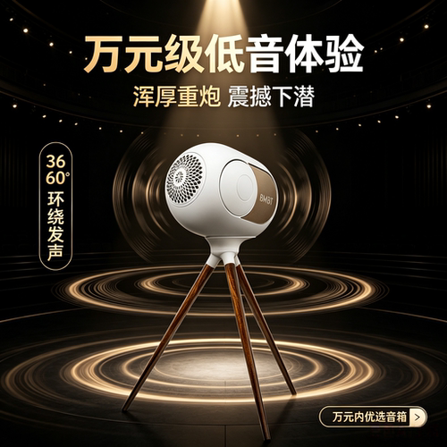 BMBT 108巨蛋球形蓝牙音响大功率重低音实木三脚支架居家摆件音箱