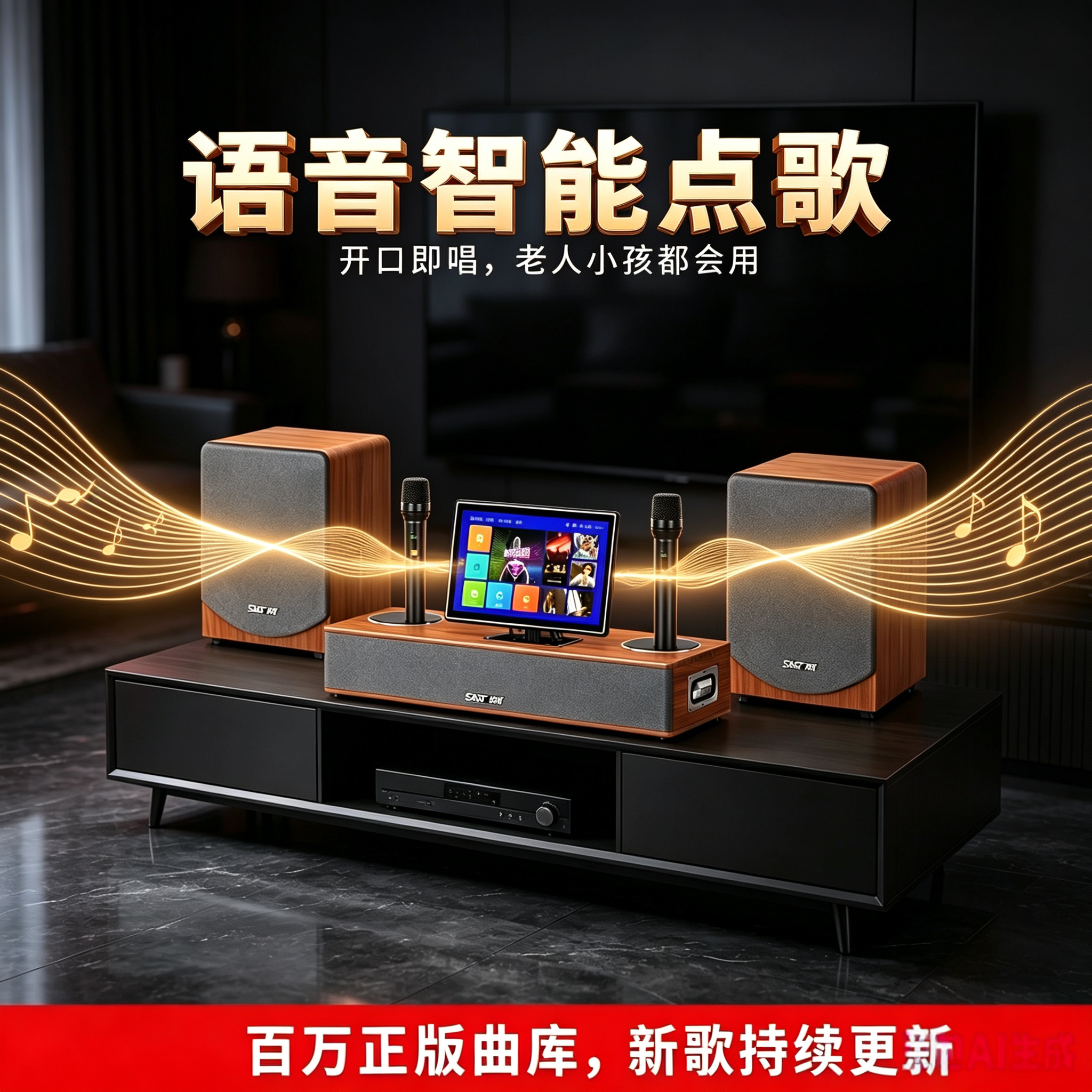 到手价1880元】先科家庭KTV全套设备12寸低音喇叭智能点歌机音响