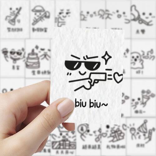 小表情贴纸搞笑可爱卡通简笔插画贴图diy手机壳手账本笔记本装饰