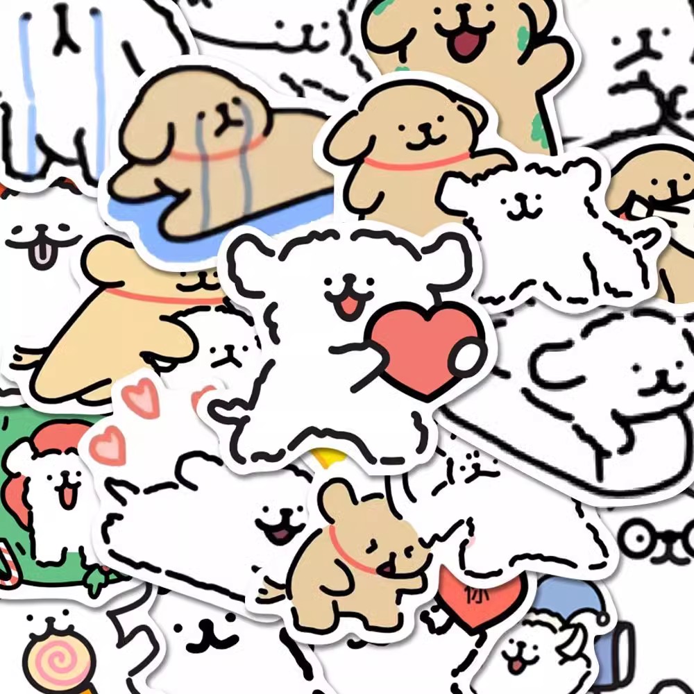 卡通可爱涂鸦线条小狗贴纸