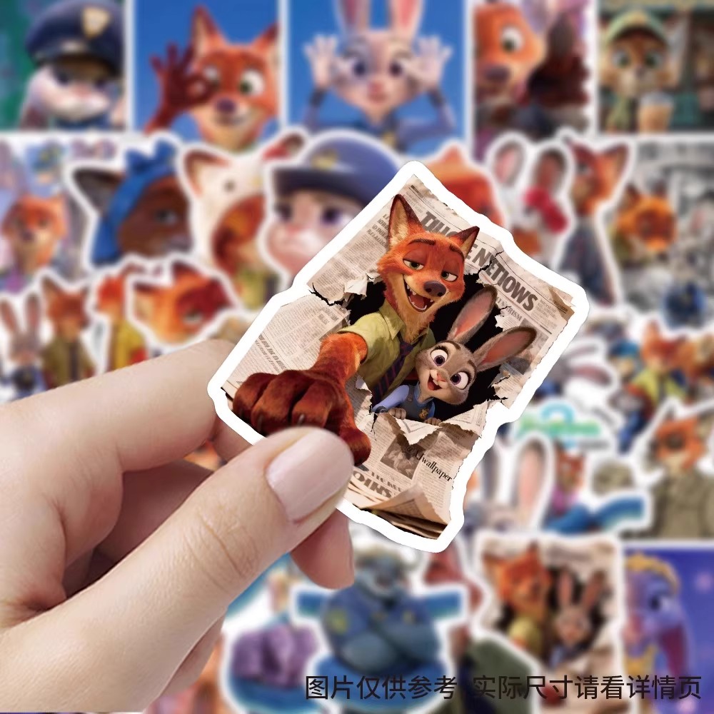 120张疯狂动物城2贴纸卡通可爱动漫兔子警官狐狸尼克装饰标签贴画