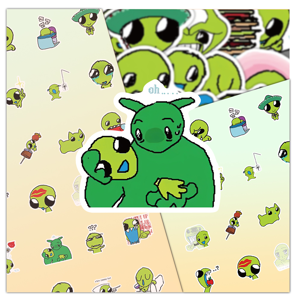 60张小小外星人贴纸防水