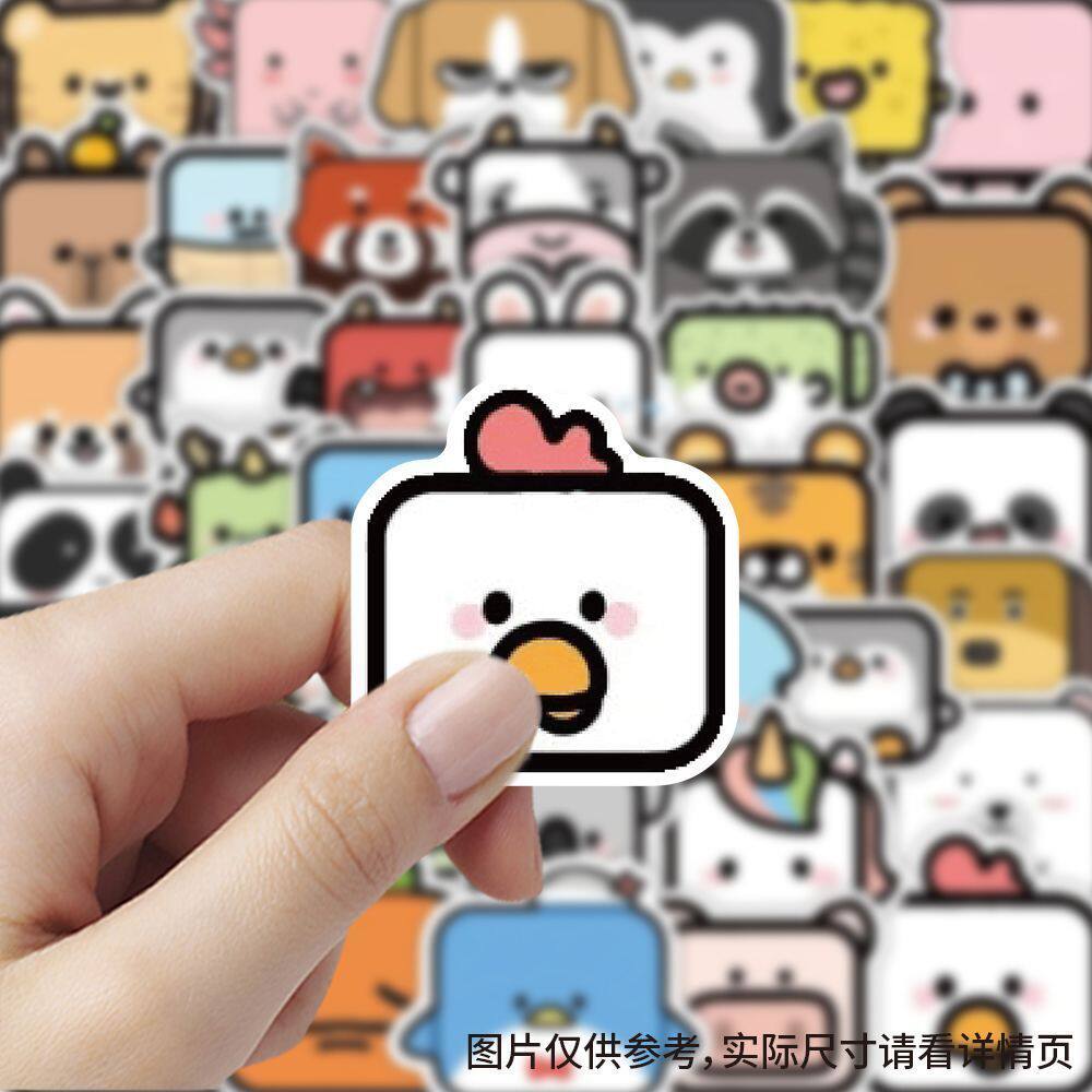 180张方块小动物表情包贴纸卡通趣味创意手机手账diy装饰贴画防水