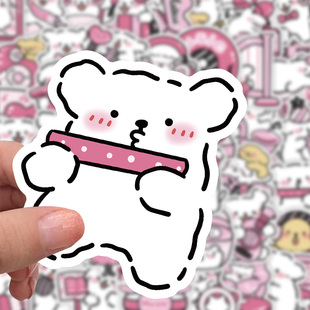 51张原创音乐线条小狗贴纸卡通小图案行李箱手机可爱装饰手账标签