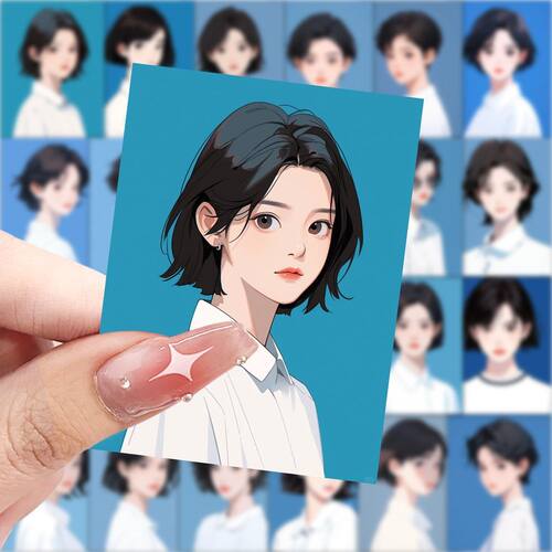 少女卡通大头照贴纸自粘不留胶