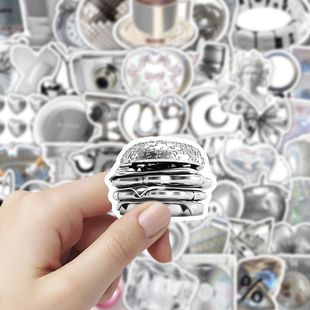 200贴银色简约贴纸ins个性 饰diy防水贴画桌面手账 高级创意手机装