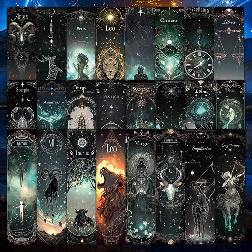 48张精美十二星座书签贴纸