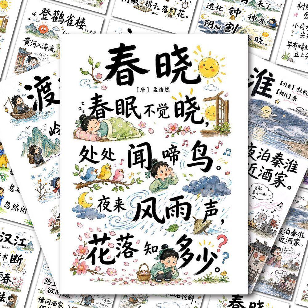 54张古诗配画启蒙儿童贴纸