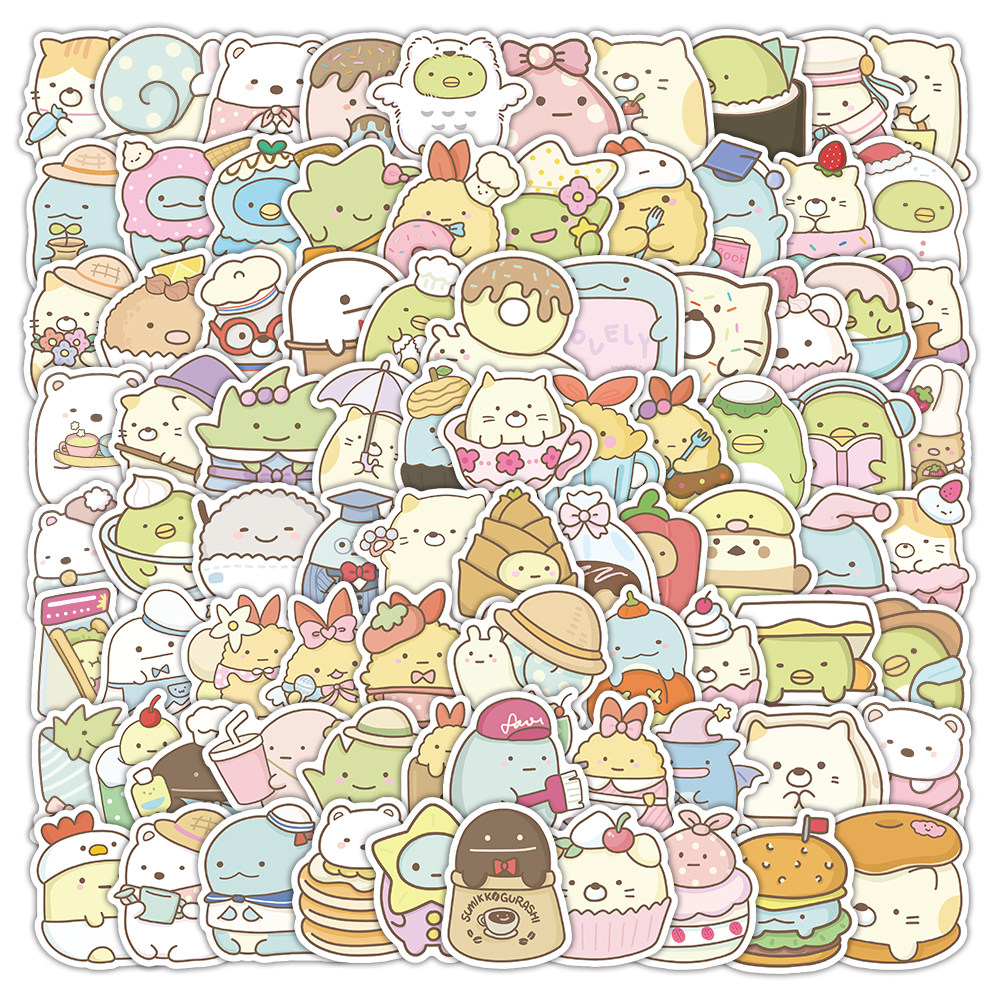 200张角落生物防水贴纸 可爱卡通line表情贴儿童文具电脑防水贴画