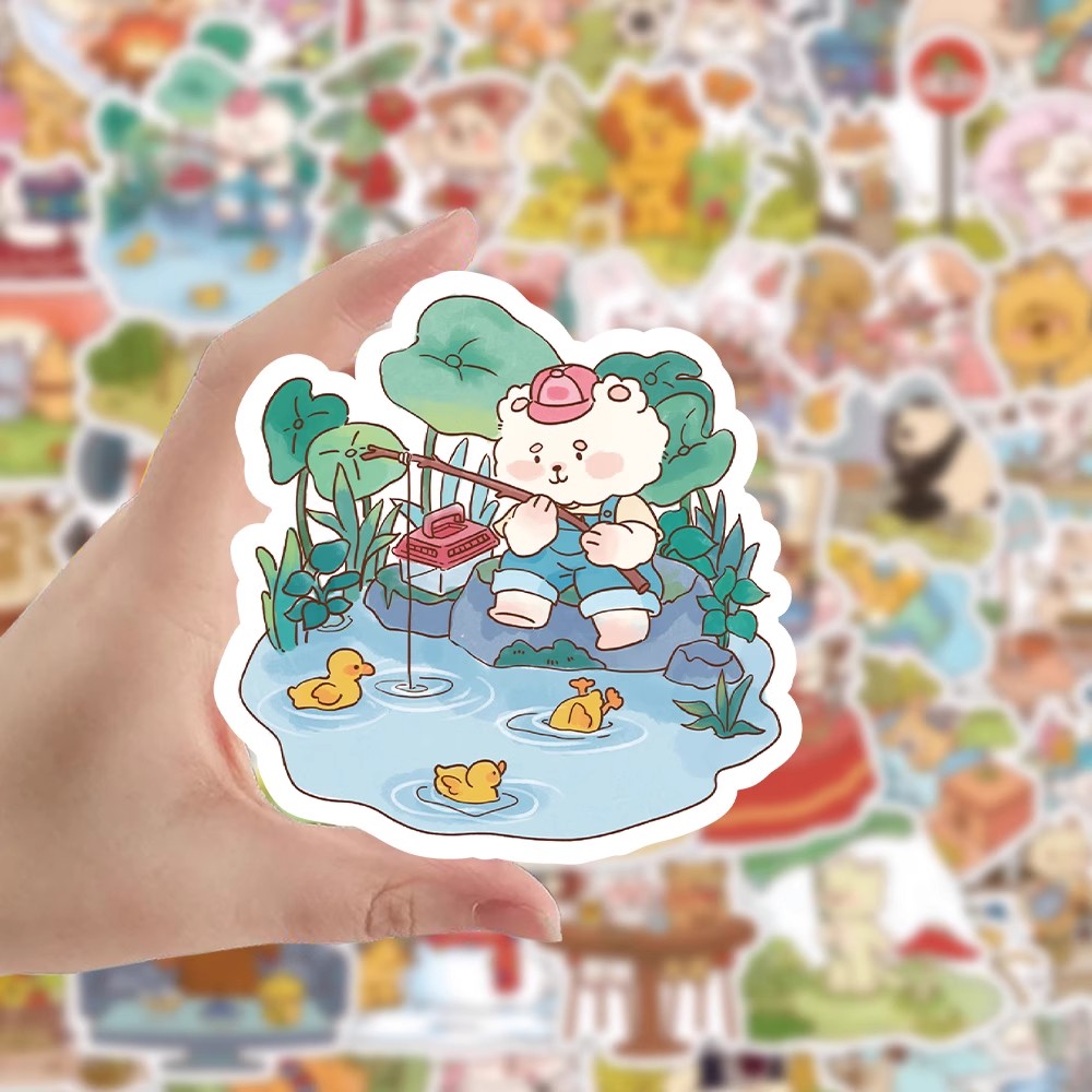 小动物的一天贴纸ins风创意