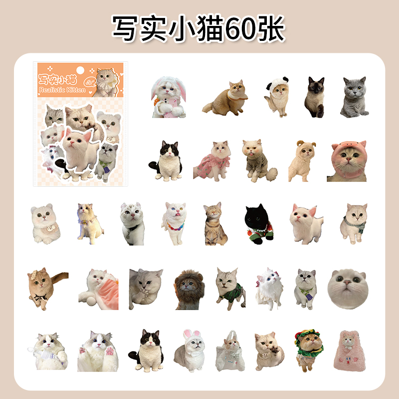 装饰笔记本60张写实小猫ins风