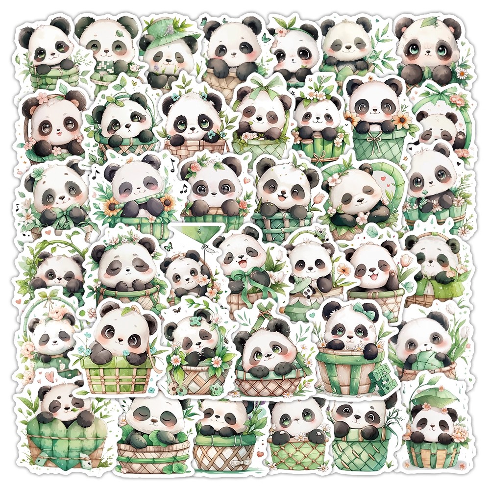 54张熊猫卡通贴纸可爱治愈系