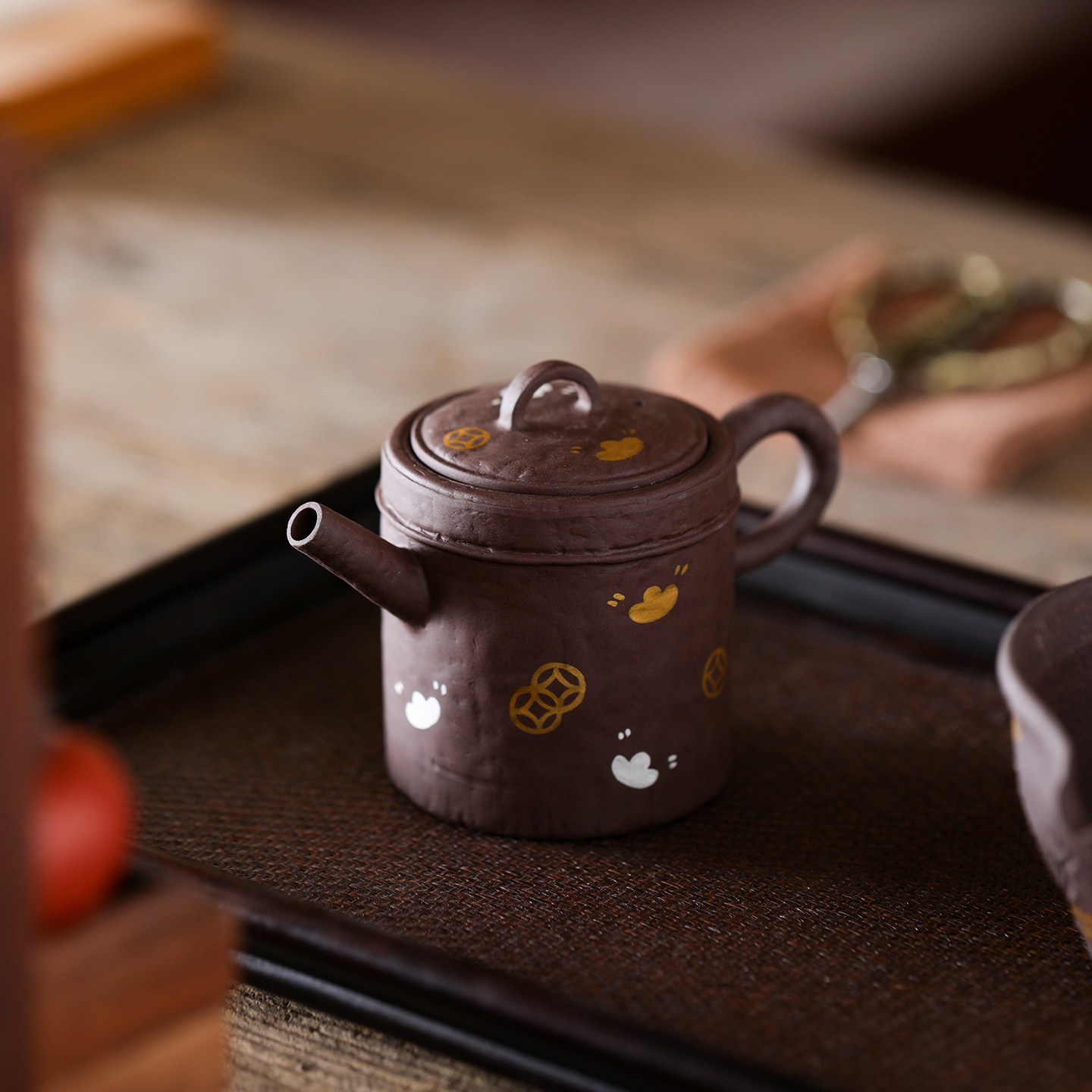 觅己紫泥直身壶手绘金元宝茶壶复古紫砂泡茶壶防烫家用新年茶具,餐饮具,茶壶,淘宝优惠券,粉丝福利购,淘宝优惠卷