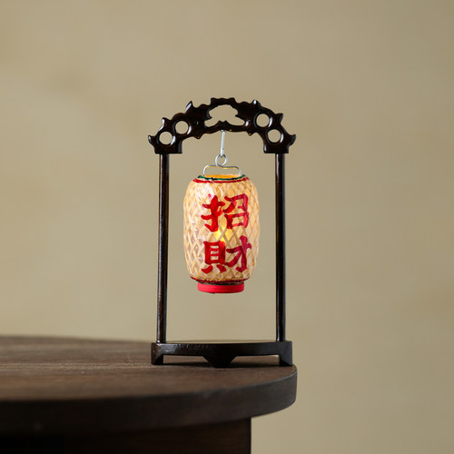 迷你竹编油纸发光小灯笼茶桌装饰