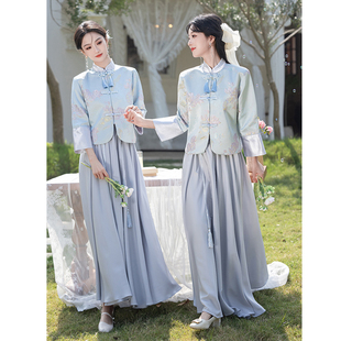 秋冬伴娘服冬裙套装 2025新款 婚礼姐妹服晚礼服高级感 国风女装 中式