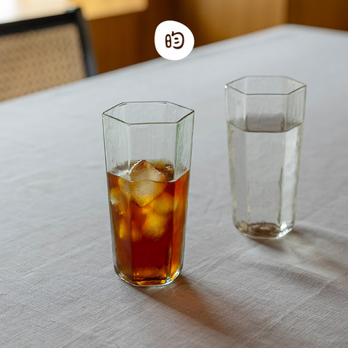 YYUN昀冷斑四方茶杯六角杯手工玻璃酒杯茶杯啤酒杯冰饮杯耐热水杯
