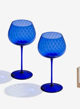 昀/YYUN 水晶玻璃红酒杯勃艮第高脚杯复古蓝手工杯白葡萄酒杯礼盒