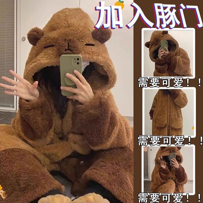 珊瑚绒睡袍女秋冬季新款