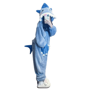 鲨鱼连体睡衣玩偶装珊瑚绒2024新款可外穿卡通可爱女搞怪冬季睡袋