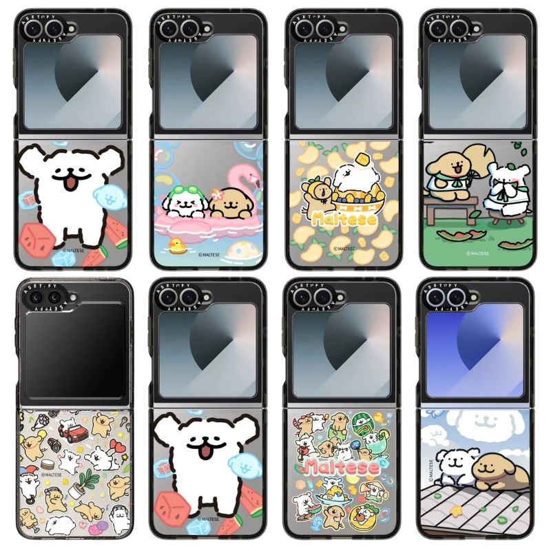 CASETI 新款线条小狗 适用于三星折叠Zflip6适用Zflip5手机壳Samung Zflip4透明亚克力3代高级防摔可爱保护套