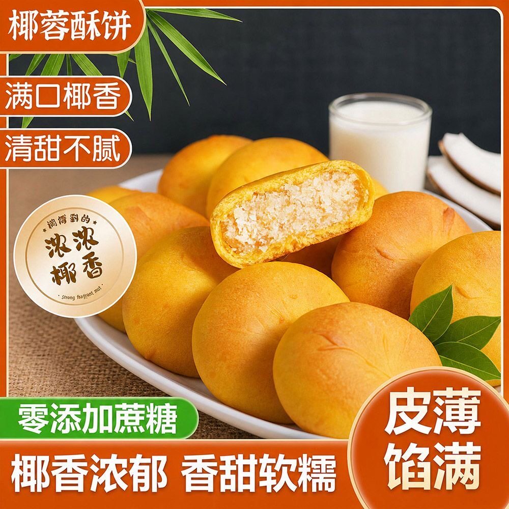 糖尿人专用零食可以吃无糖精奶香椰蓉饼休闲解馋小吃即食早餐代餐