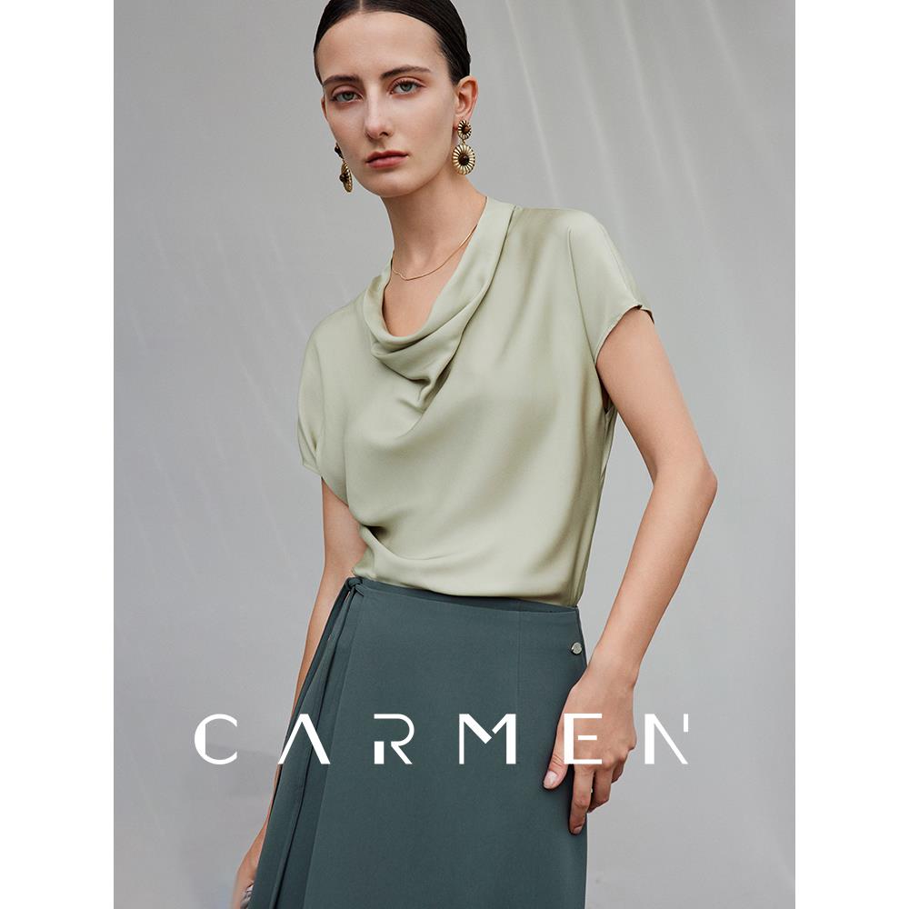 卡蔓高端22姆米重磅真丝T恤女短袖2025夏高级感OL气质桑蚕丝上衣