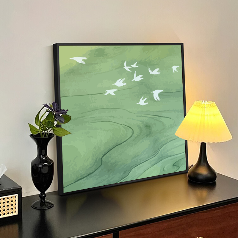 小众艺术法式中古风绿野装饰摆画