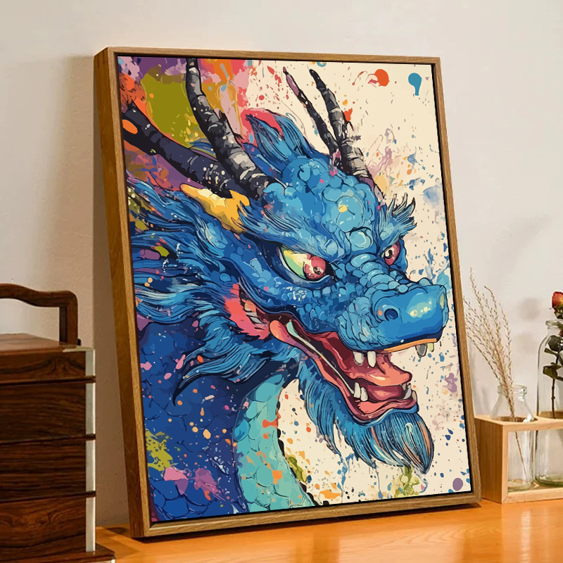 中国风水彩龙diy数字油画手工丙烯填充填色手绘涂色艺术装饰挂画图片