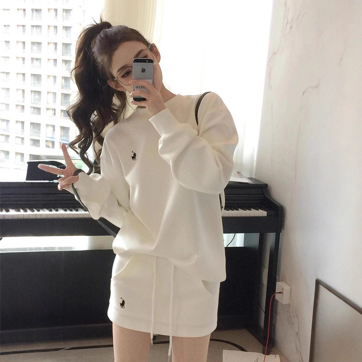女装新款运动卫衣套装裙女长袖小个子上衣a字半身裙两件套图片