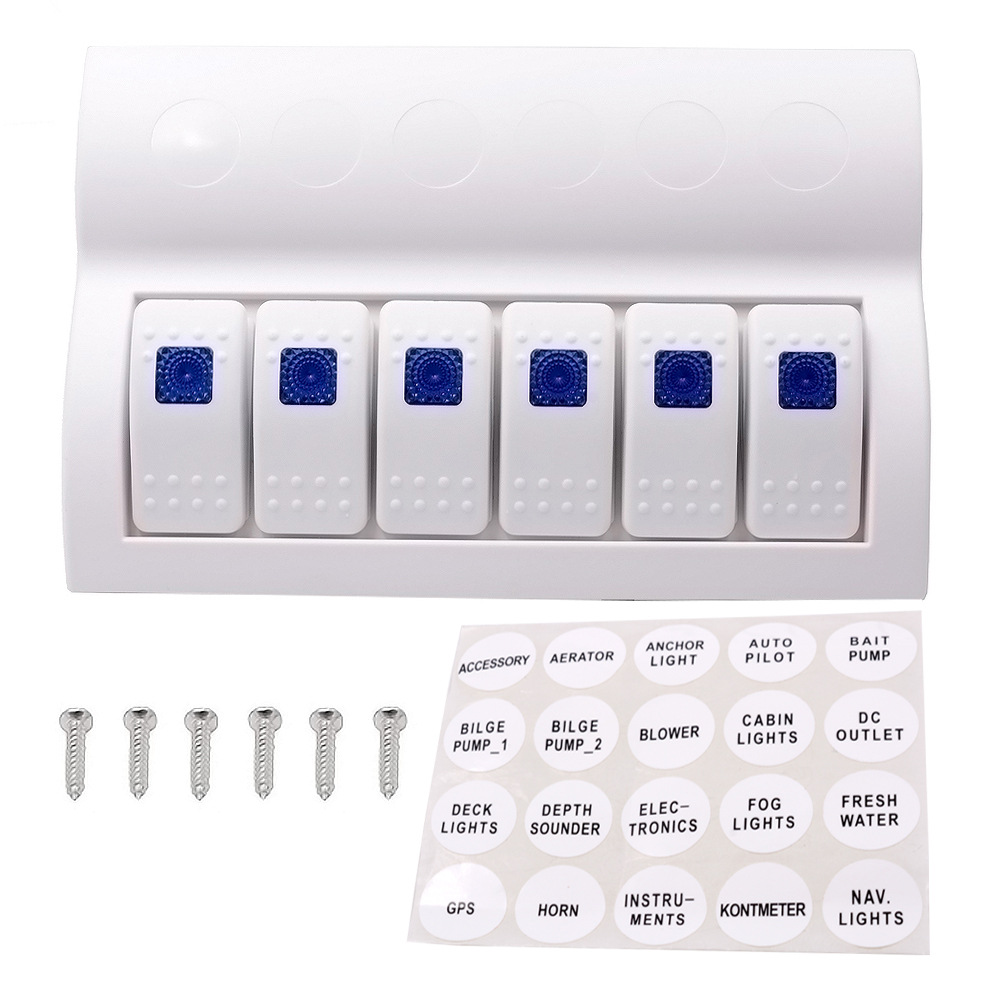 游艇汽车房车开关面板组合改装配件6组翘板开关led灯12- 24V