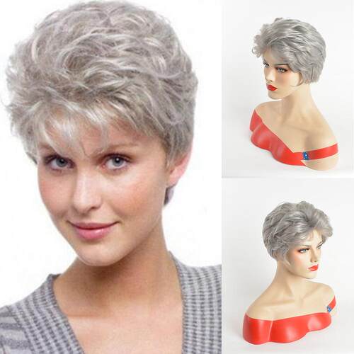 欧美流行奶奶短发假发速卖通ebay女士高温丝假发套wigs