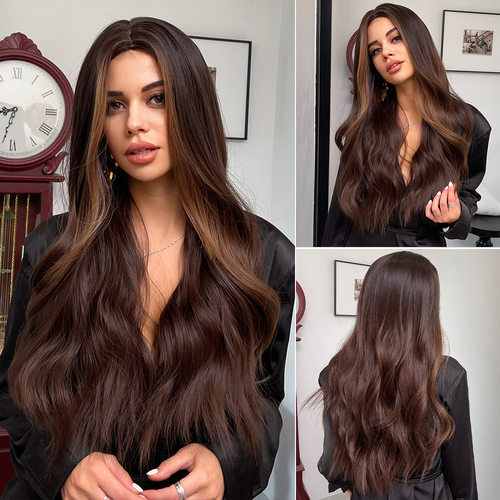 LongWavySyntheticWigsOmbreBrow