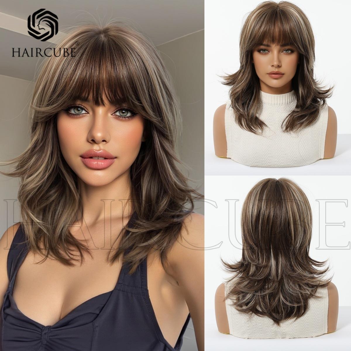 2025年新款欧美假发短发齐刘海头套跨境化纤发高温丝许昌厂家