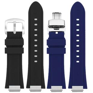 钢头粒凸口表带代用12mm天梭超级玩家PRX硅胶手表带T137.410/407