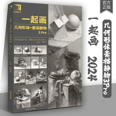 2024一起画几何形体素描静物3Pro 完美教学杨慎修素描基础单体到组合几何体静物临摹范本画册美术高考联考教材教程书籍