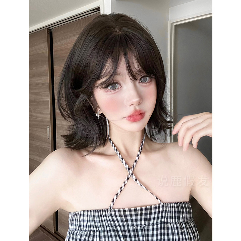 说鹿跨境批发假发女日常网红短发卷发lolita夏季新款自然全头套假