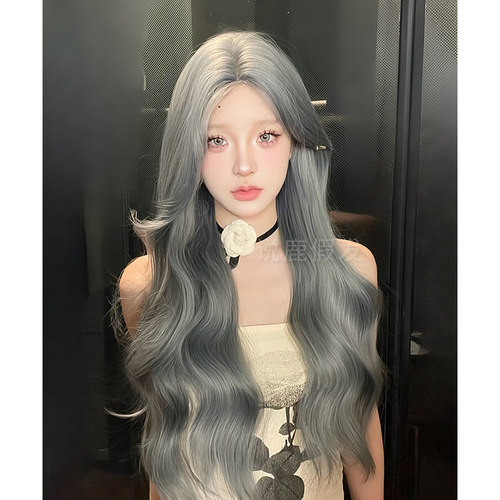 说鹿假发前额蕾丝假发女日常网红长卷发一字中分全头套假发