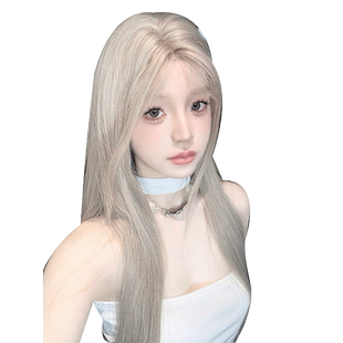 说鹿假发女长发女团金色中分自然长直发Lolita假发全头套假发