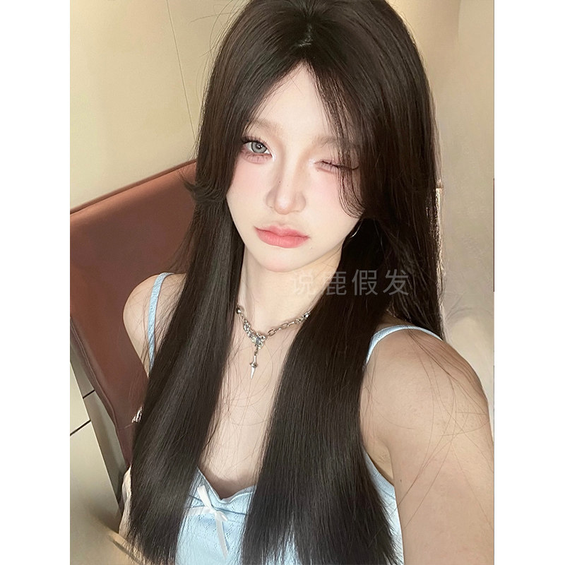 说鹿假发女长发长直发中分刘海时尚自然仿真人发长直减龄假发套