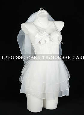 性感纯欲镂空蝴蝶结纯白婚纱新娘制服角色扮演情侣约会晴趣qqny