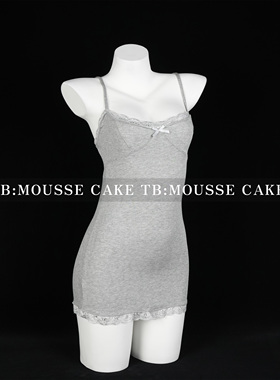 性感纯欲灰色清纯小胸带胸垫蕾丝包臀吊带裙情侣约会制服晴趣qqny