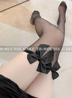 性感纯欲黑色长筒蝴蝶结大腿黑丝袜过显瘦白丝情侣约会晴趣qqny
