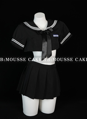 性感纯欲黑色显瘦条纹学院风jk百褶裙连衣裙制服情侣约会晴趣qqny