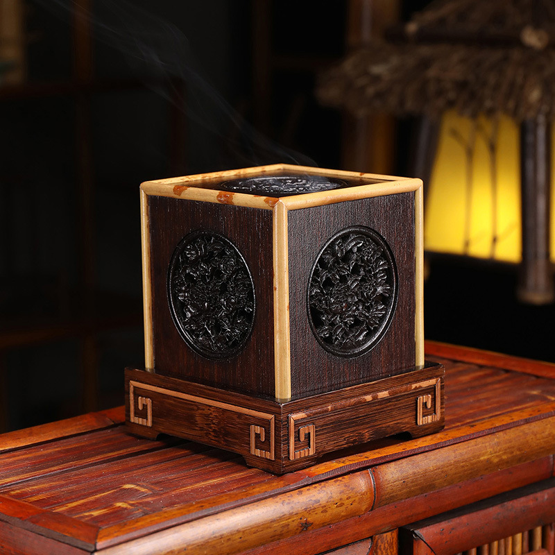 新款竹制香炉红香妃盘香盒竹木制