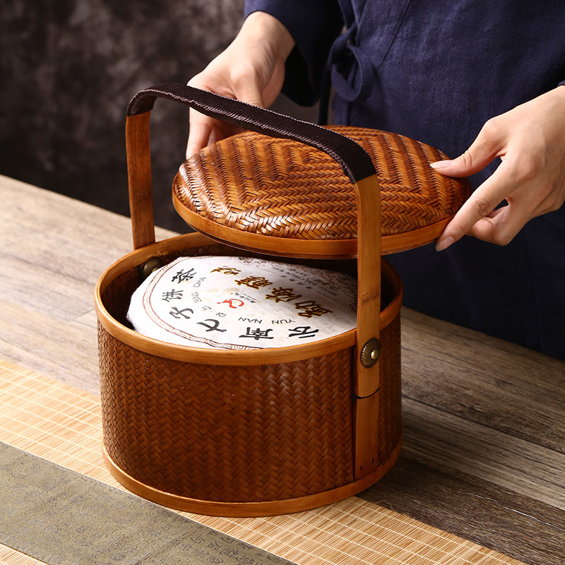 竹编复古提篮竹制包装盒中式复古
